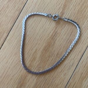 Sterling Silver Herringbone Chain Bracelet - Silver